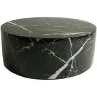 Allentown Round Coffee Table - Black, Marble Look