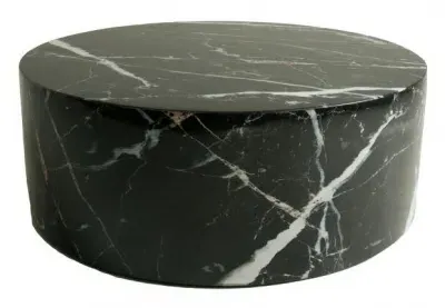 Allentown Round Coffee Table - Black, Marble Look