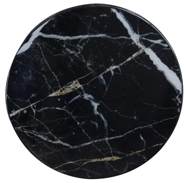 Allentown Round Wall Mirror - Black, Marble Look