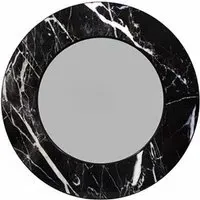 Allentown Round Wall Mirror - Black, Marble Look