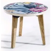Allentown Small Round Lamp Table - Bright Tropical Print