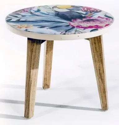 Allentown Small Round Lamp Table - Bright Tropical Print