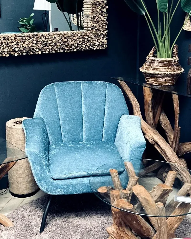 Amalfi Accent Chair - Blue, Chenille