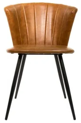 Amalfi Dining Chair Set of 2 - Tan, Vintage Leather