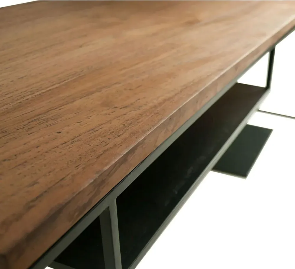 Bastia Slim Coffee Table with Lamp - Teak Wood