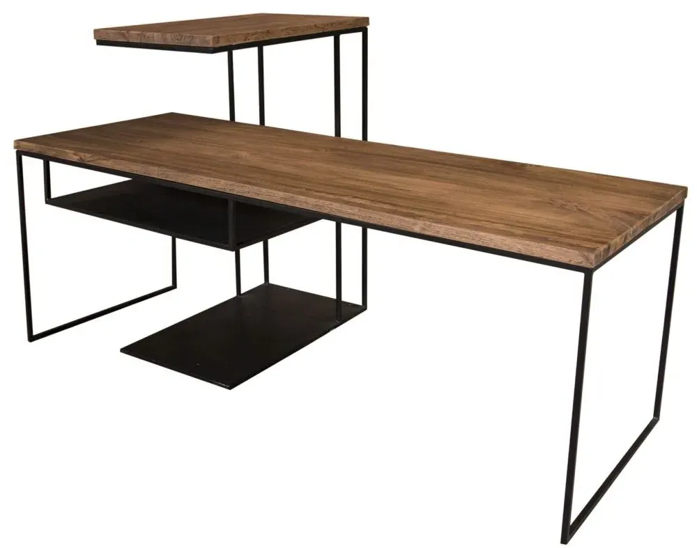 Bastia Slim Coffee Table with Lamp - Teak Wood