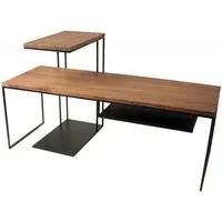 Bastia Slim Coffee Table with Lamp - Teak Wood