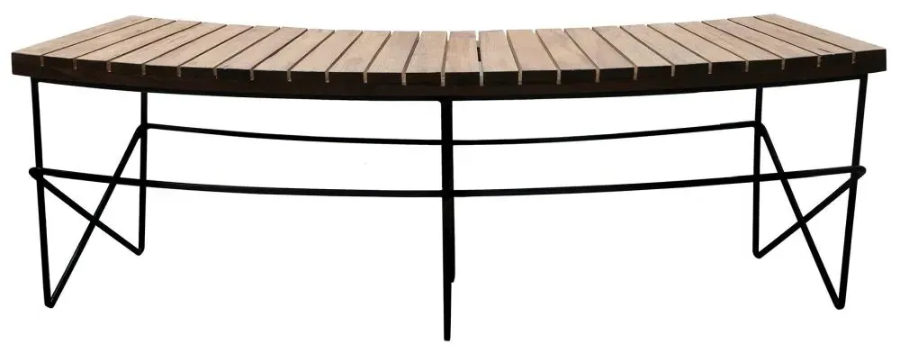 Belfort Curved Bench - Black, Teak Wood