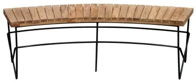 Belfort Curved Bench - Black, Teak Wood image