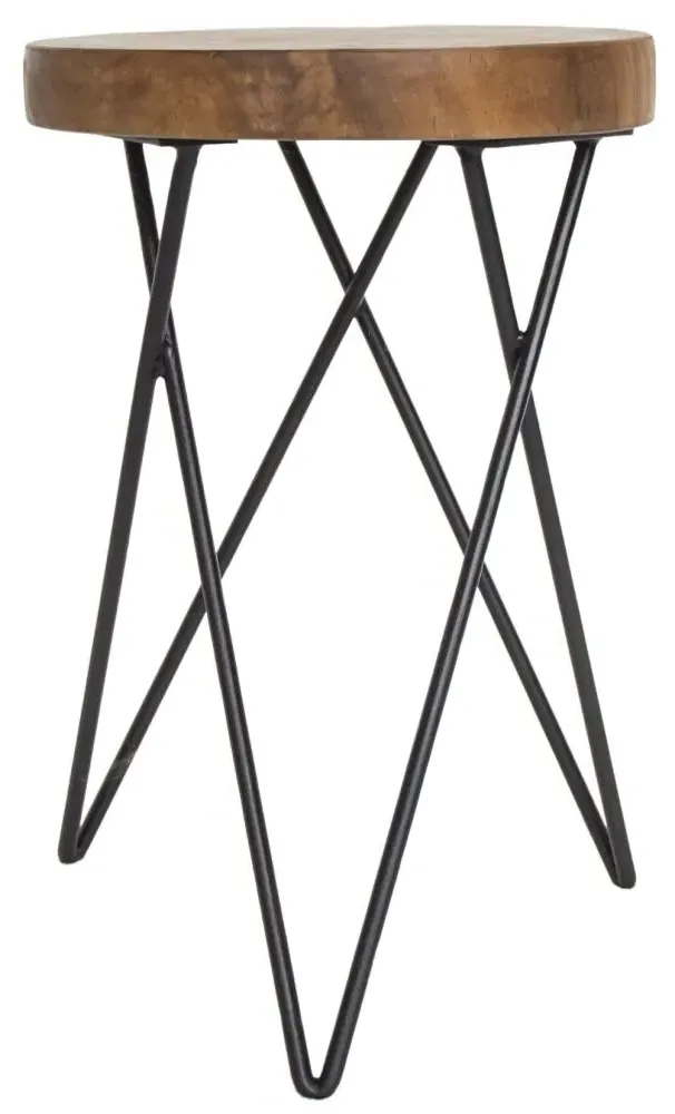 Belfort Round Stool - Black, Teak Wood