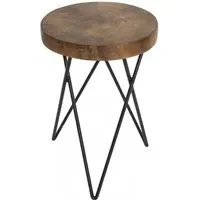 Belfort Round Stool - Black, Teak Wood