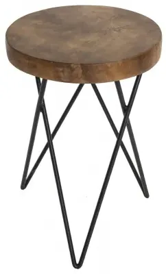 Belfort Round Stool - Black, Teak Wood image