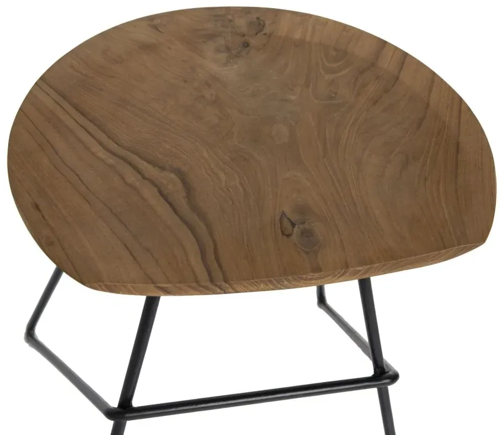 Belfort Set of 2 Teak Wood Bar Stool - Black