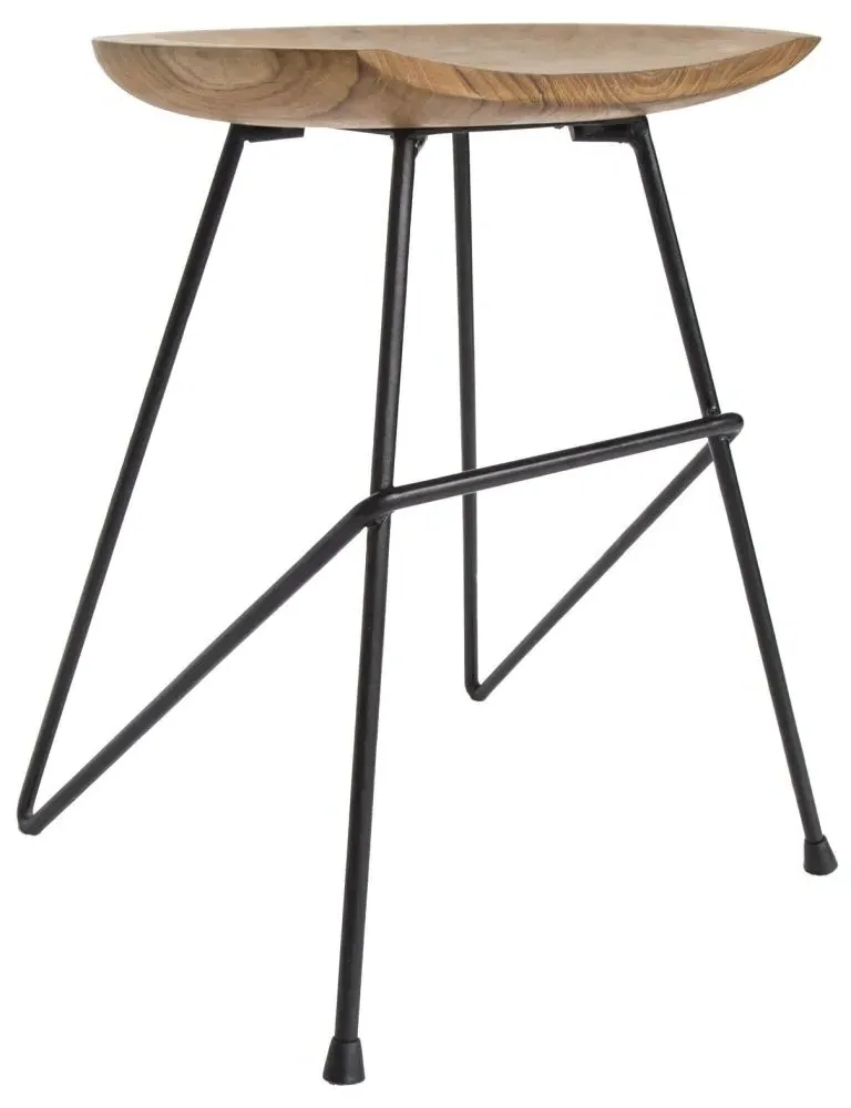 Belfort Set of 2 Teak Wood Bar Stool - Black