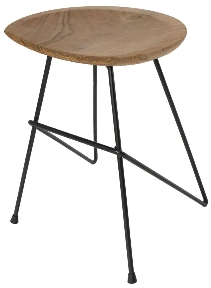 Belfort Set of 2 Teak Wood Bar Stool - Black