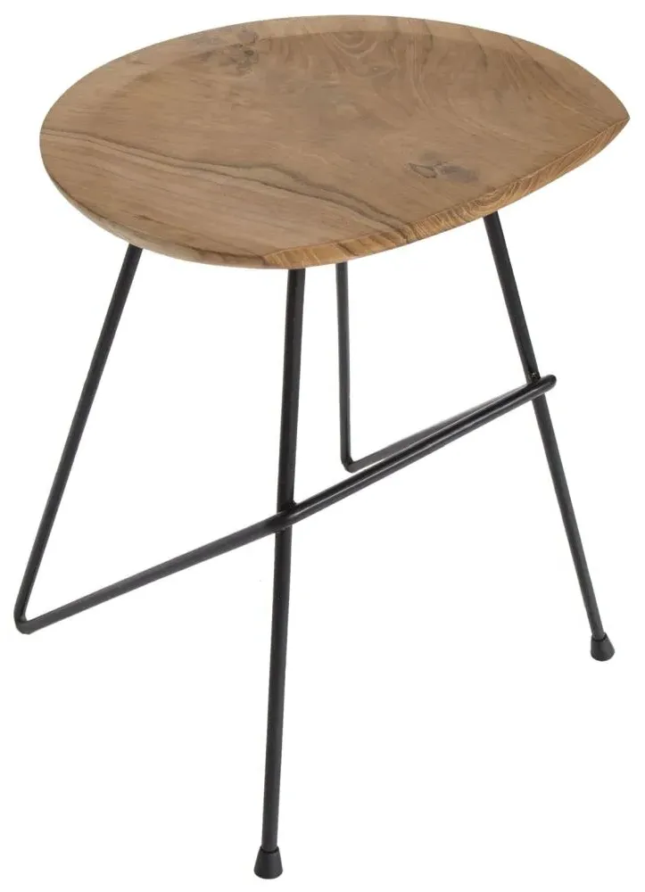 Belfort Set of 2 Teak Wood Bar Stool - Black