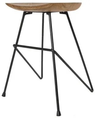 Belfort Set of 2 Teak Wood Bar Stool - Black