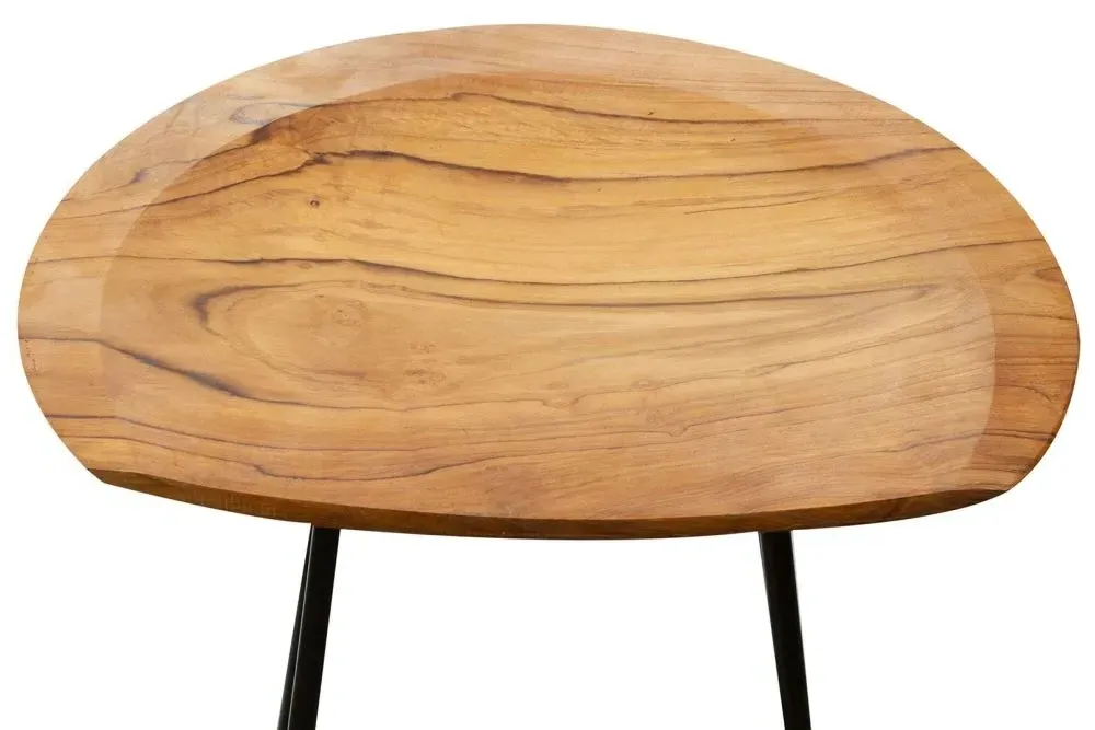 Belfort Set of 2 Teak Wood Counter Stool - Black