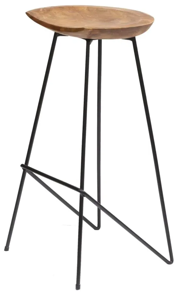 Belfort Set of 2 Teak Wood Counter Stool - Black