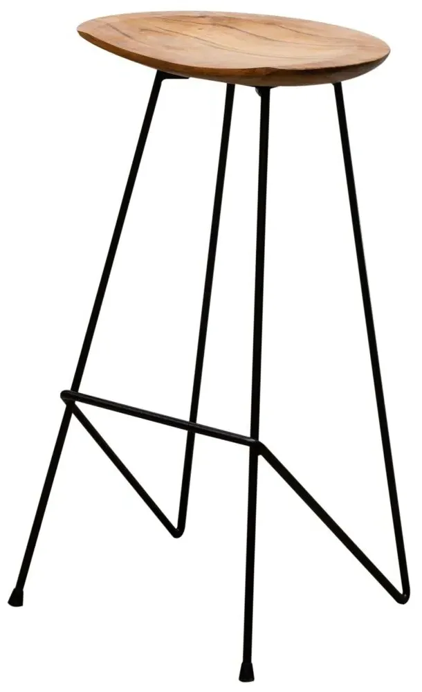 Belfort Set of 2 Teak Wood Counter Stool - Black