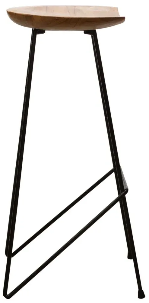 Belfort Set of 2 Teak Wood Counter Stool - Black