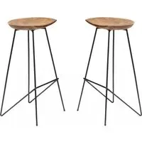 Belfort Set of 2 Teak Wood Counter Stool - Black