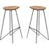 Belfort Set of 2 Teak Wood Counter Stool - Black