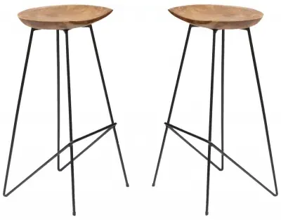 Belfort Set of 2 Teak Wood Counter Stool - Black image
