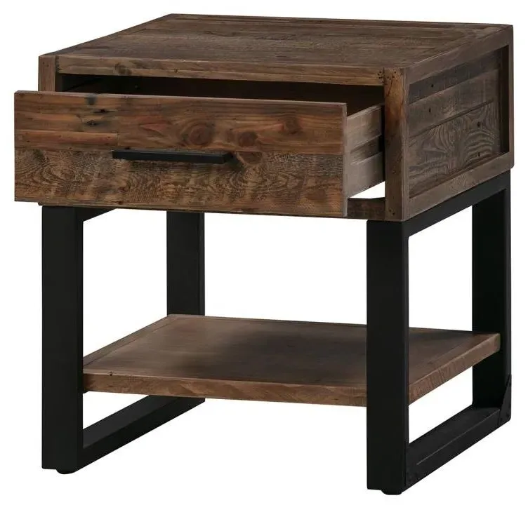 Bengal 1 Drawer Lamp Table - Reclaimed Pine