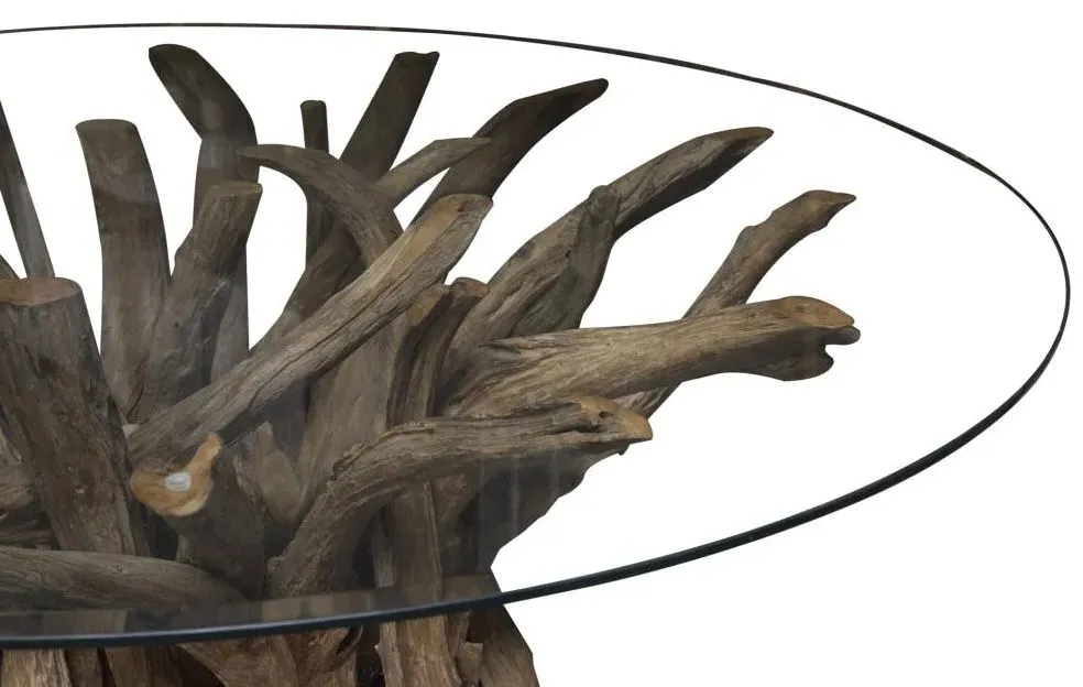 Branchwood 4-Seater Round Dining Table - Glass