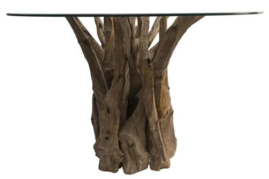 Branchwood 4-Seater Round Dining Table - Glass