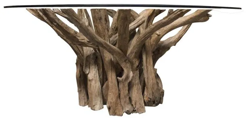 Branchwood 4-Seater Round Dining Table - Glass