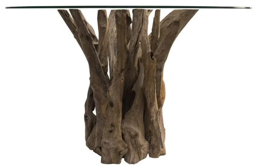 Branchwood 4-Seater Round Dining Table - Glass