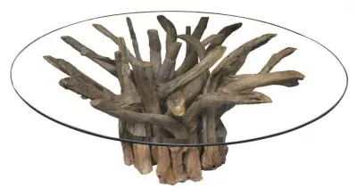 Branchwood 4-Seater Round Dining Table - Glass