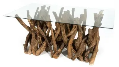 Branchwood 6 Seater Dining Table - Glass Top