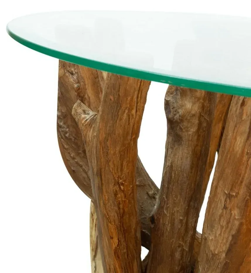 Branchwood Round Lamp Table - Glass