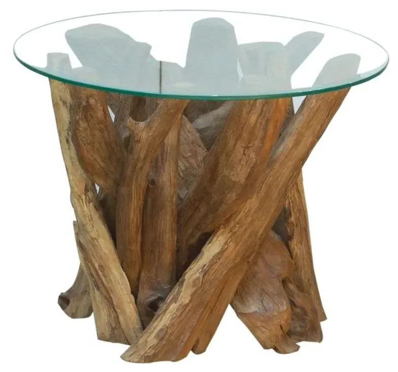 Branchwood Round Lamp Table - Glass