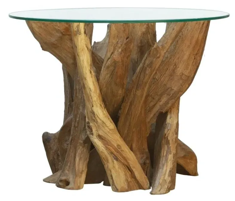 Branchwood Round Lamp Table - Glass