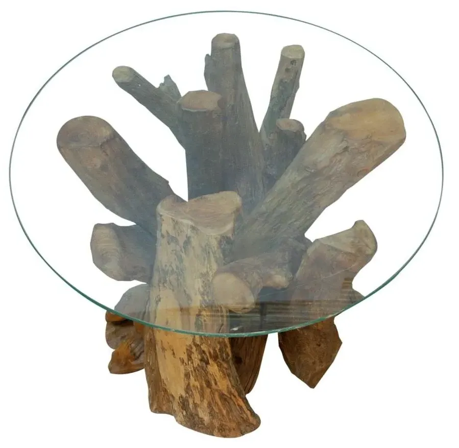 Branchwood Round Lamp Table - Glass