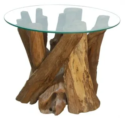 Branchwood Round Lamp Table - Glass