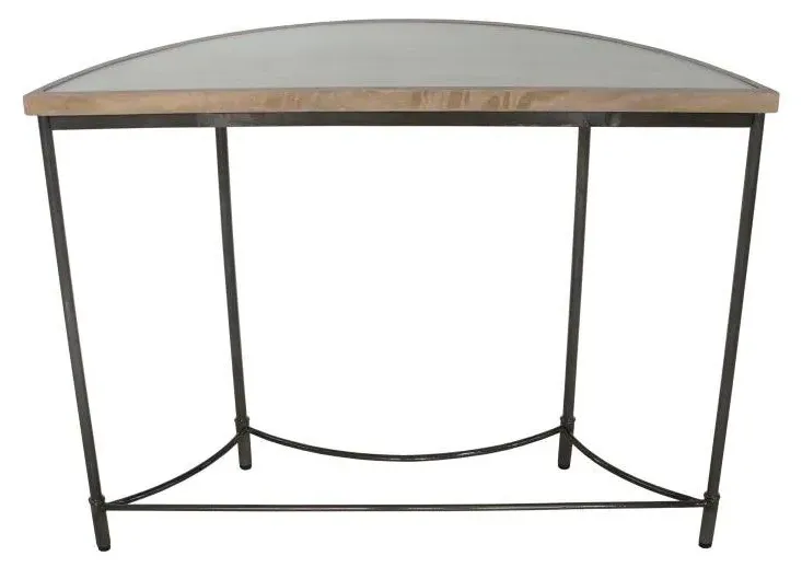 Copse Apollo Half Moon Table with Metal Base - Greywash, Mango Wood