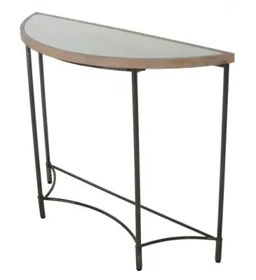 Copse Apollo Half Moon Table with Metal Base - Greywash, Mango Wood image