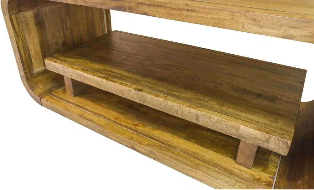 Curved Edge Coffee Table - Rustic Brown, Mango Wood