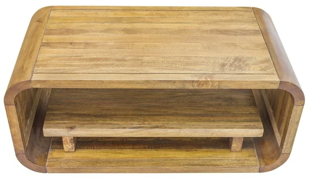 Curved Edge Coffee Table - Rustic Brown, Mango Wood