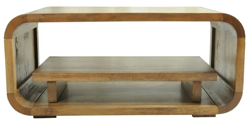 Curved Edge Coffee Table - Rustic Brown, Mango Wood