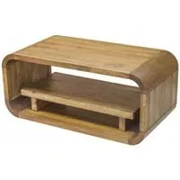 Curved Edge Coffee Table - Rustic Brown, Mango Wood