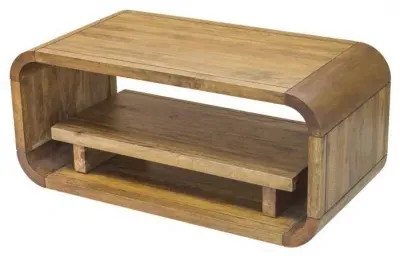 Curved Edge Coffee Table - Rustic Brown, Mango Wood image