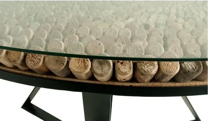 Driftwood 4-Seater Round Dining Table - Glass