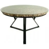 Driftwood 4-Seater Round Dining Table - Glass