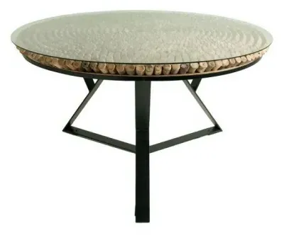 Driftwood 4-Seater Round Dining Table - Glass image